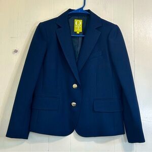 QMack Navy Blue Button Closure Long Sleeve Blazer Suit Size 4.